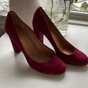J Crew burgundy block heels